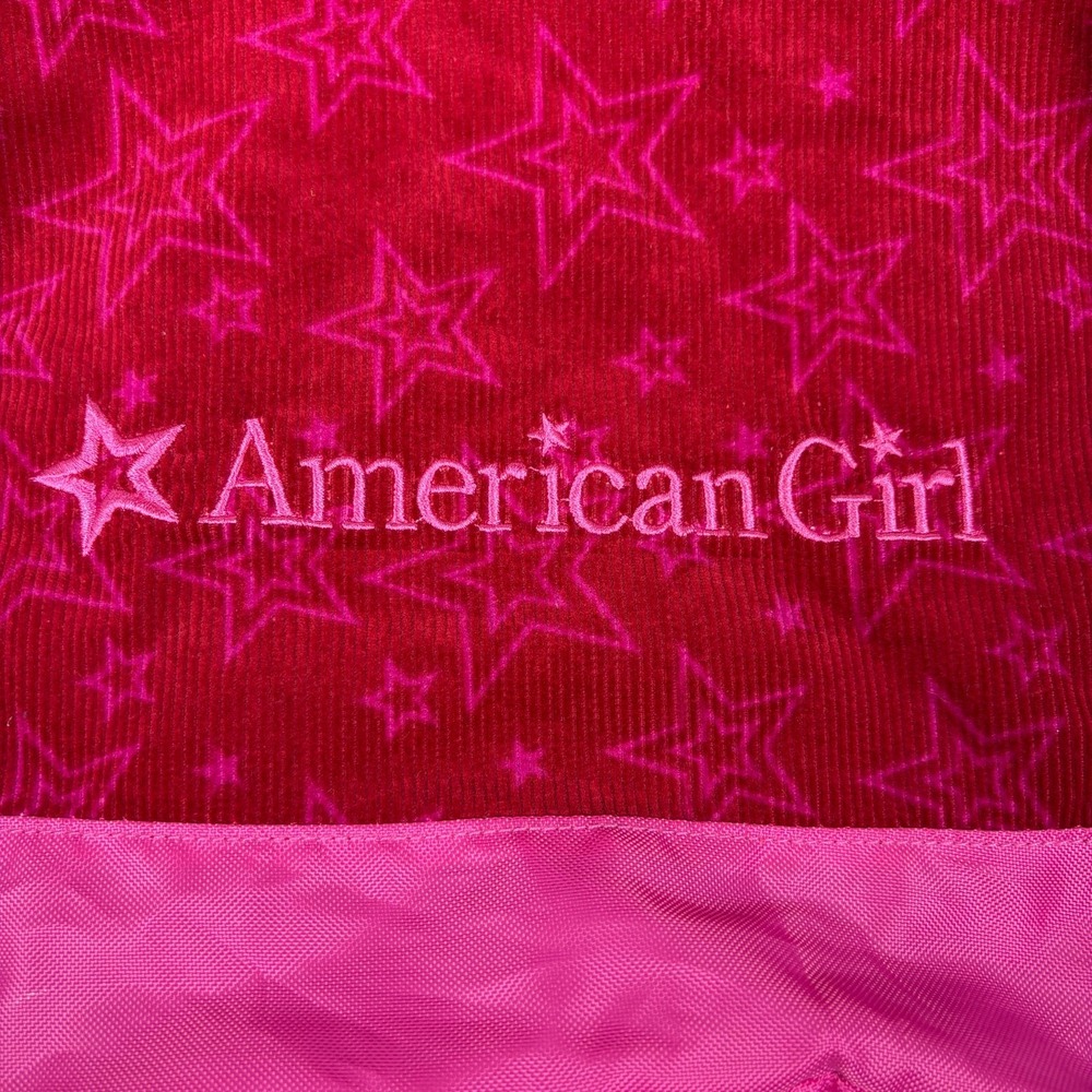 American Girl Corduroy Backpack Doll Carrier Berry/Pink Embroidered‎ Top Carry - Picture 3 of 16